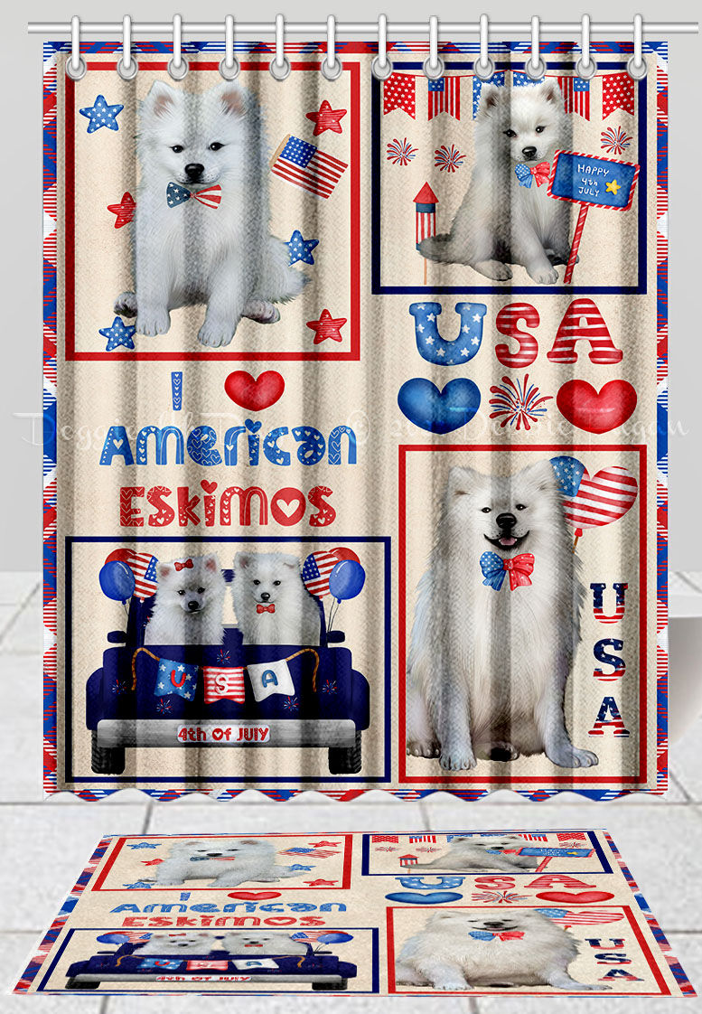 Halloween American Akita Dog Bath Mat & Shower Curtain Combo Bathtub Curtain Mat - Bild 11 von 11