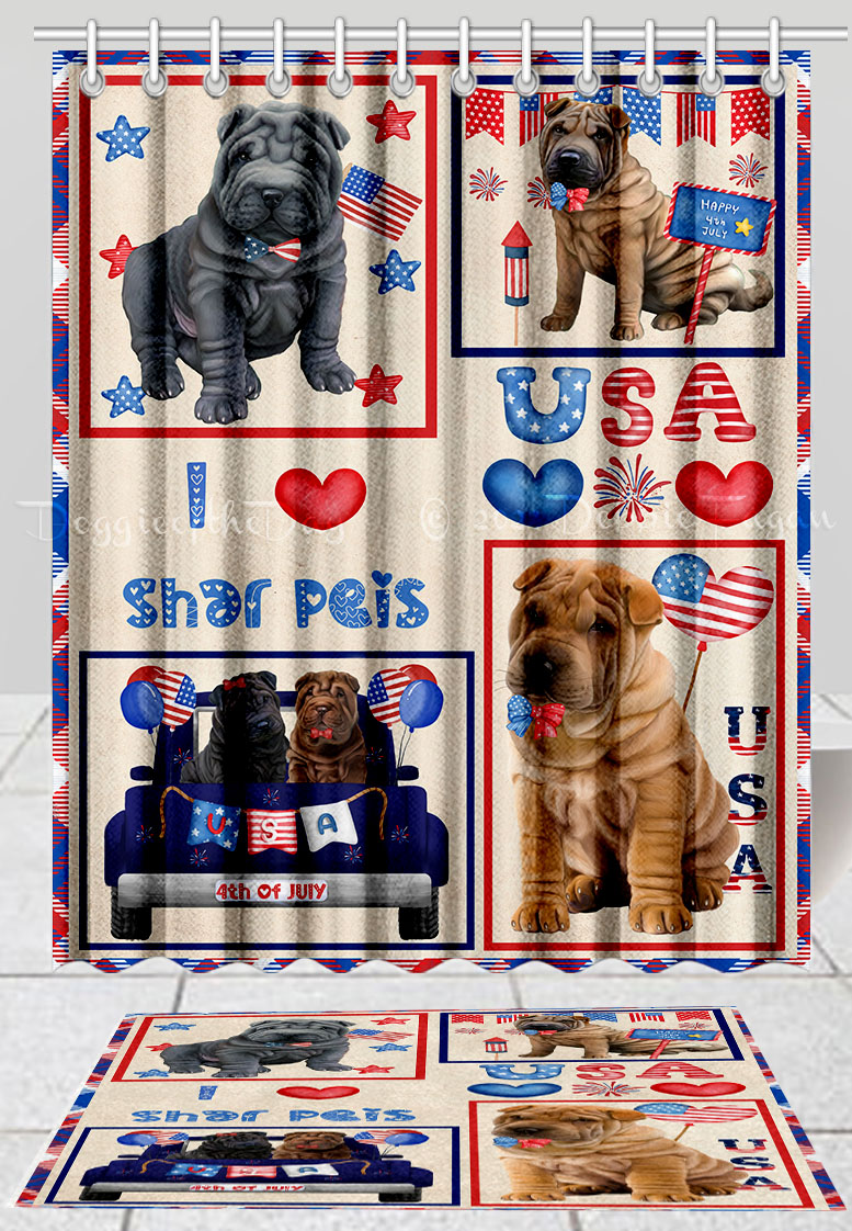 Shar Pei Dog Bath Mat & Shower Curtain Set Personalized Many Designs NWT - Picture 19 of 19