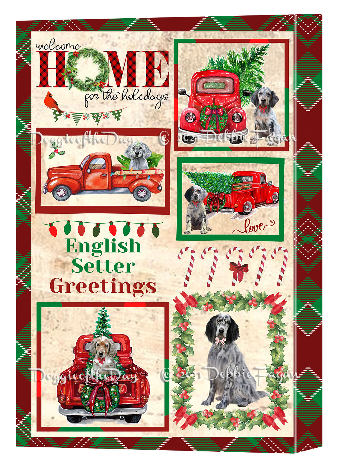 Englischer Setter Hund Leinwand 0,75" personalisiertes digitales Gemälde Weihnachten Neu mit Etikett - Bild 21 von 62