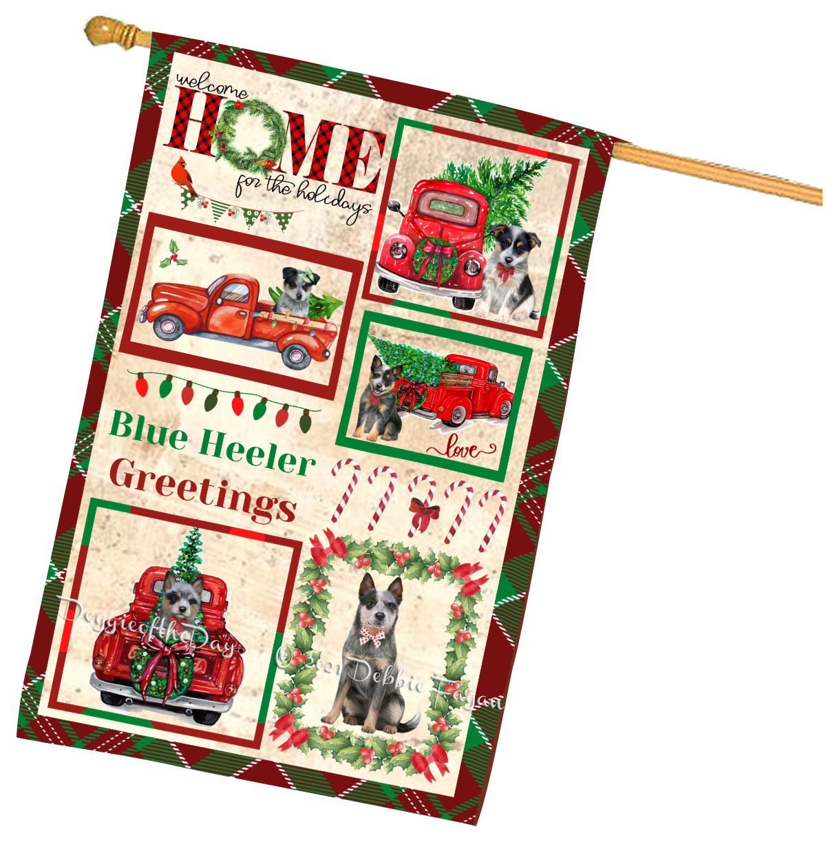 Blue Heeler Dog House Flag Christmas Double Sided 28"x40" Many Designs NWT NEW - Picture 12 of 72