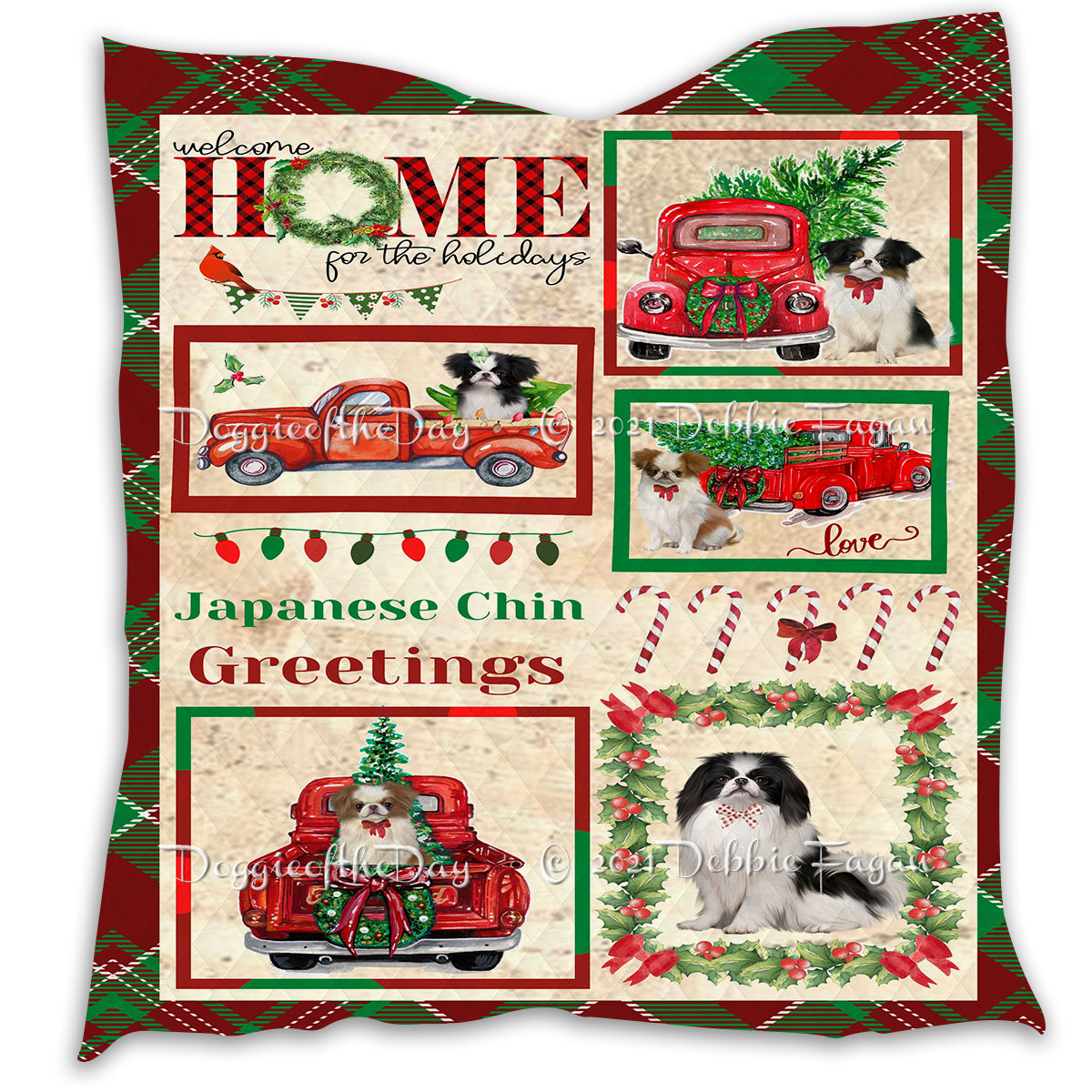 Japanese Chin Quilt Dog Bedding Personalized Christmas Gift Many Designs NWT