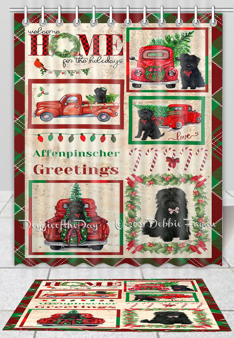 Affenpinscher Dog Bath Mat & Shower Curtain Set Christmas Personalized NWT - Picture 10 of 23