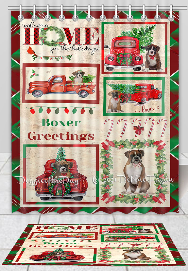 Boxer Hund Badematte & Duschvorhang Set Weihnachten personalisiert viele Designs neu mit Etikett - Bild 10 von 24