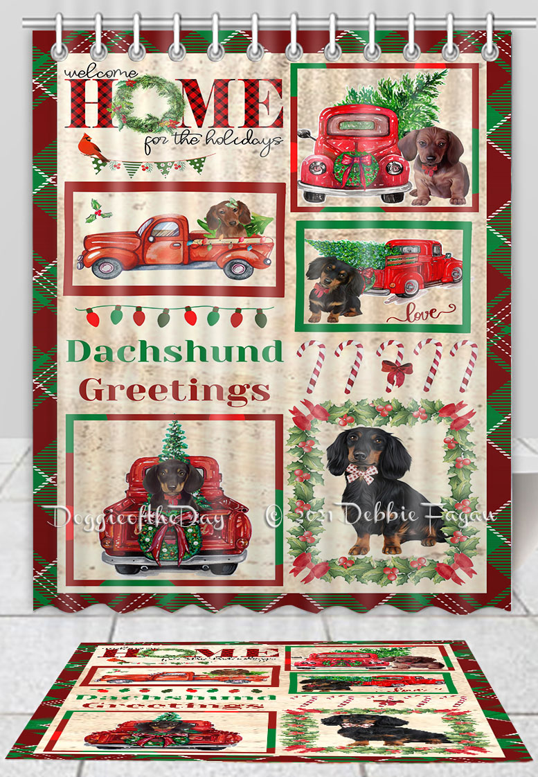 Dackel Hundebadematte & Duschvorhang Set Weihnachten personalisierte Designs Neu mit Etikett - Bild 10 von 23