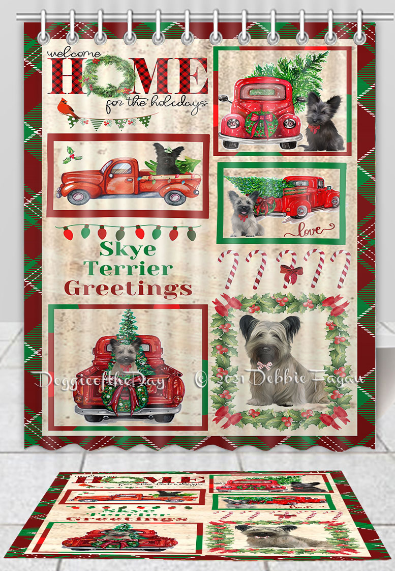 Skye Terrier Hund Badematte & Duschvorhang Set Weihnachten personalisiertes Design neu mit Etikett - Bild 10 von 20