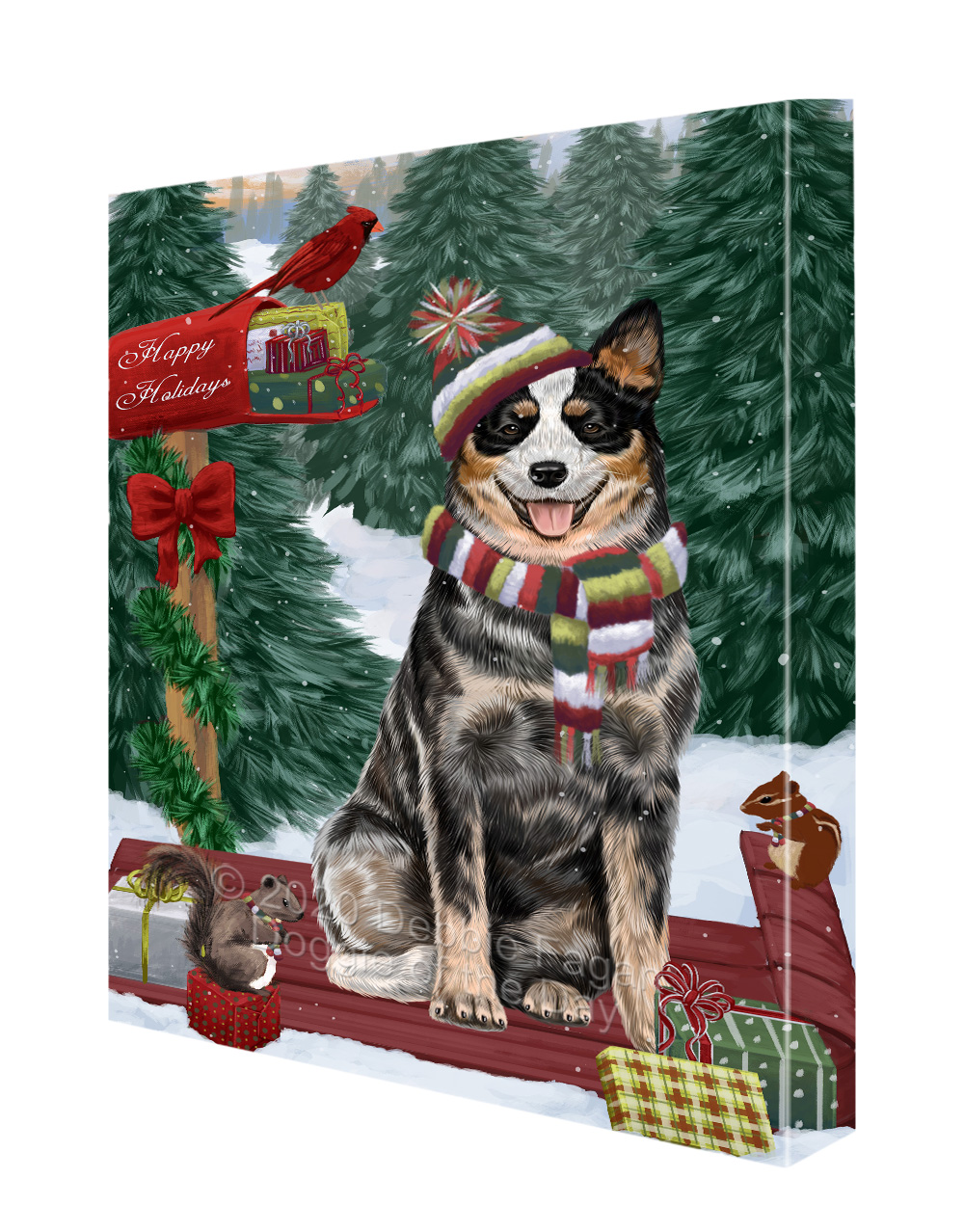 Australian Cattle Dog Canvas .75" Personalized Digital Painting Christmas NWT