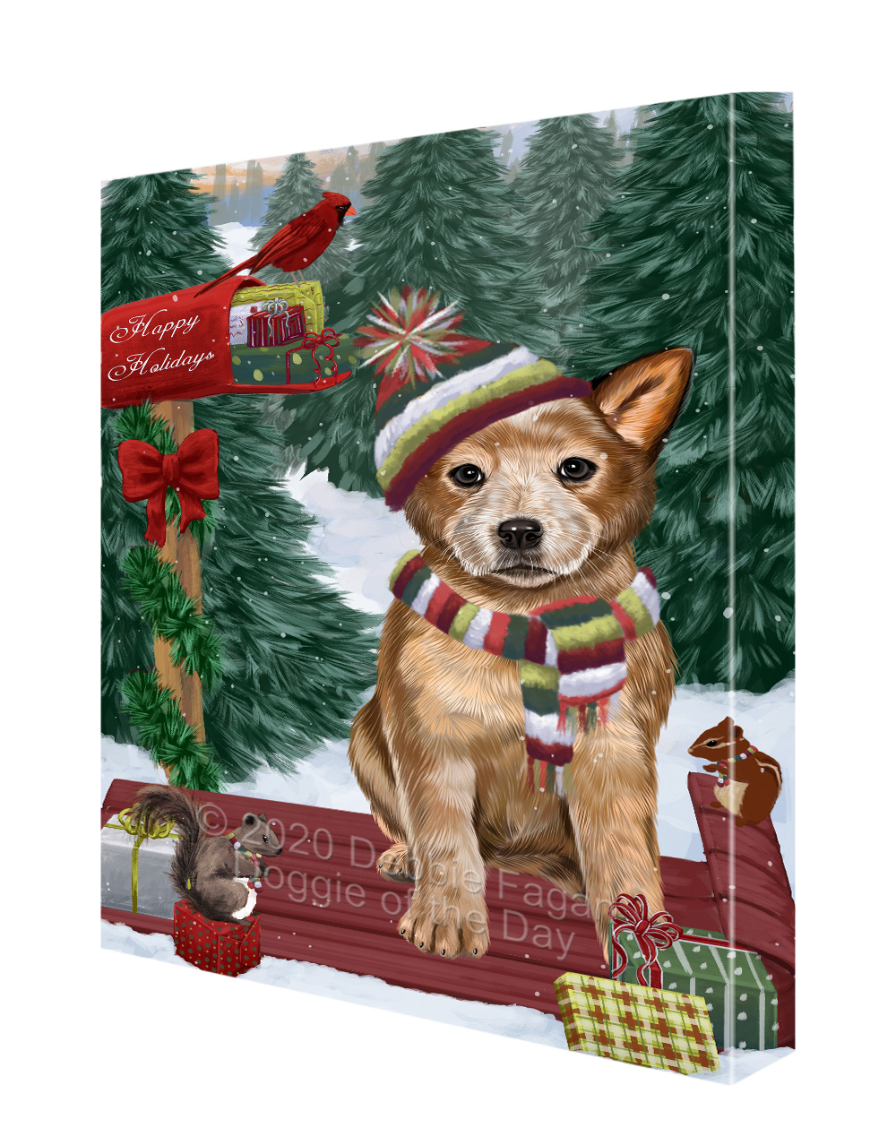 Australian Cattle Dog Canvas .75" Personalized Digital Painting Christmas NWT