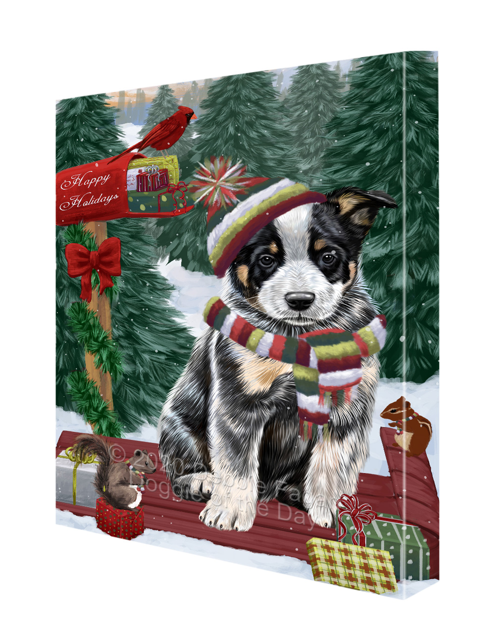 Australian Cattle Dog Canvas .75" Personalized Digital Painting Christmas NWT