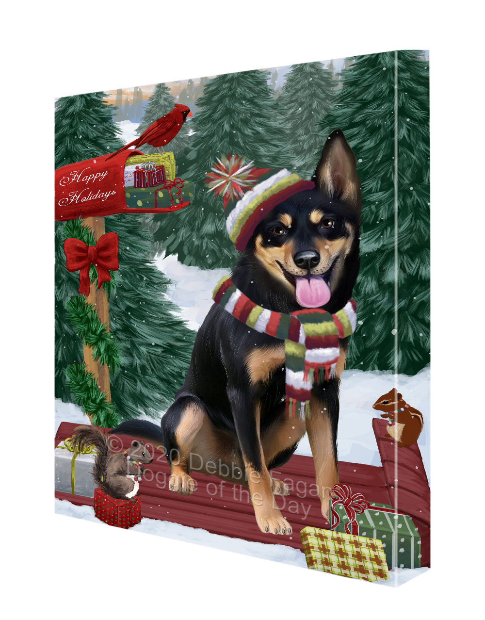 Australian Kelpies Dog Canvas .75" Personalized Digital Painting Christmas NWT