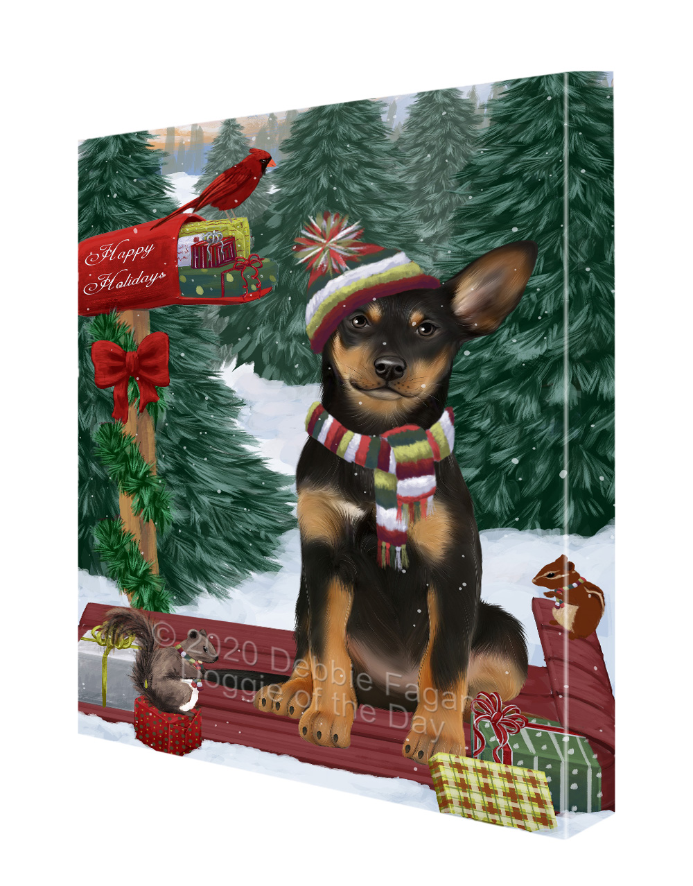 Australian Kelpies Dog Canvas .75" Personalized Digital Painting Christmas NWT