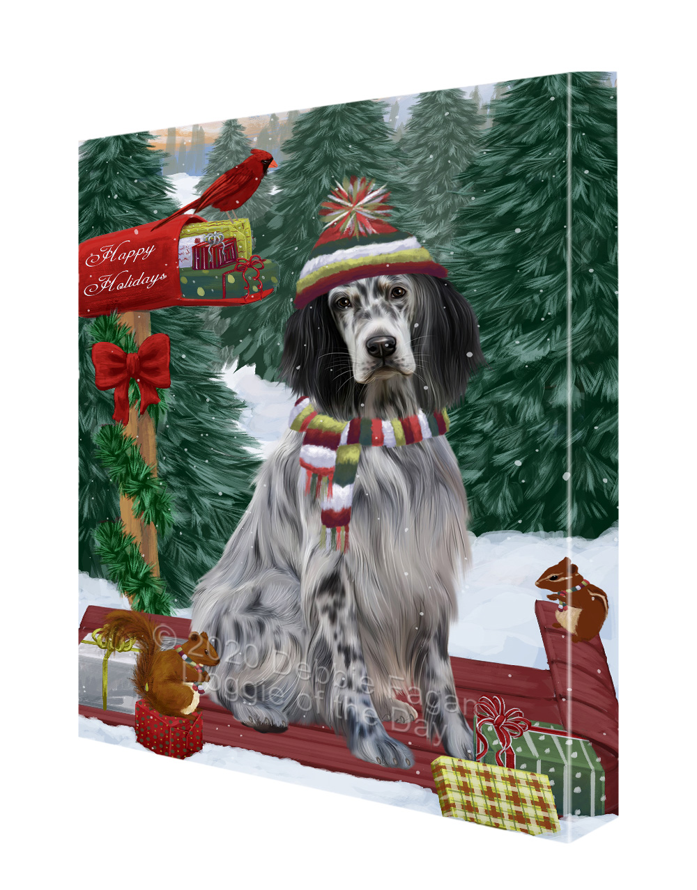Englischer Setter Hund Leinwand 0,75" personalisiertes digitales Gemälde Weihnachten Neu mit Etikett - Bild 30 von 62