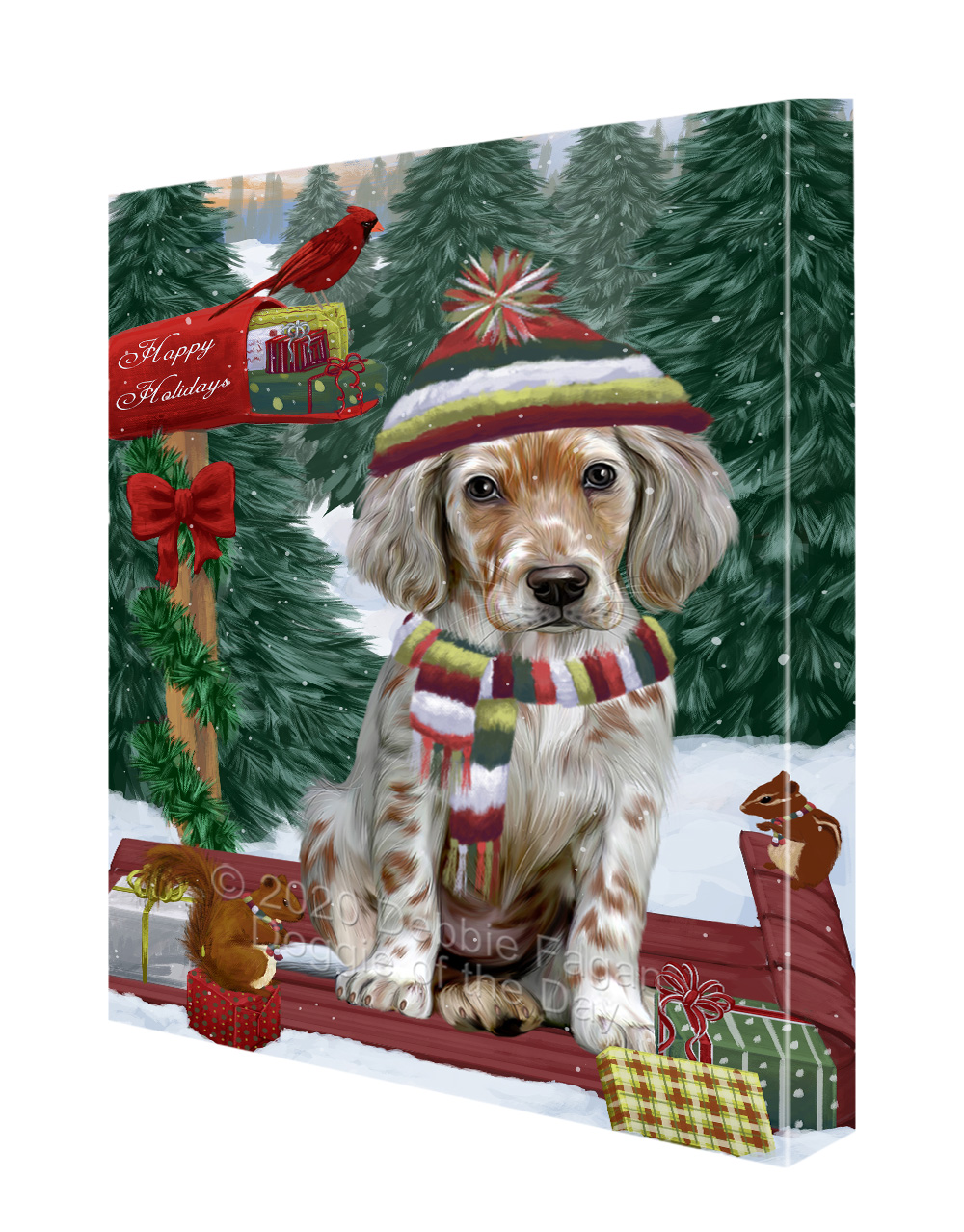 Englischer Setter Hund Leinwand 0,75" personalisiertes digitales Gemälde Weihnachten Neu mit Etikett - Bild 31 von 62