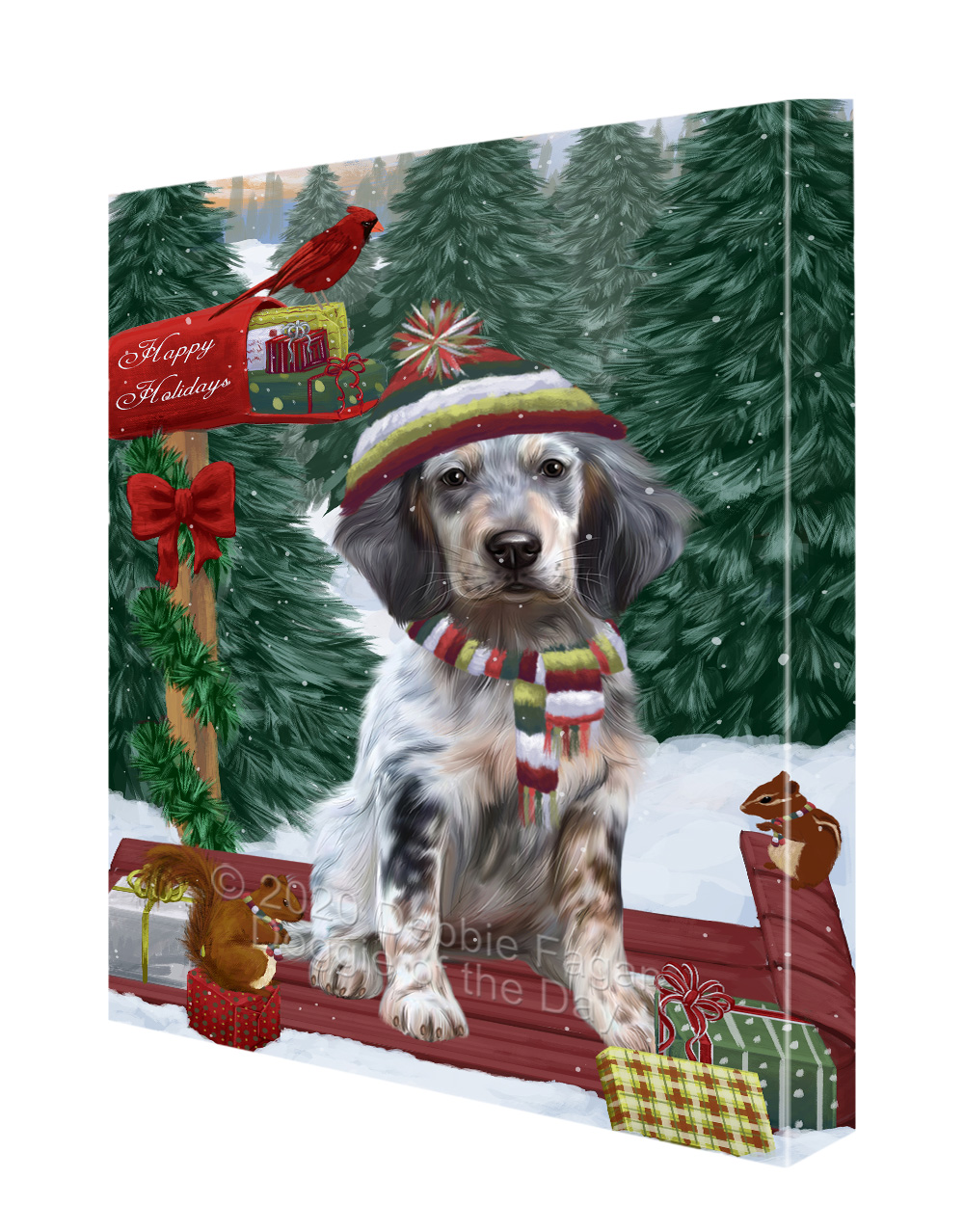 Englischer Setter Hund Leinwand 0,75" personalisiertes digitales Gemälde Weihnachten Neu mit Etikett - Bild 32 von 62