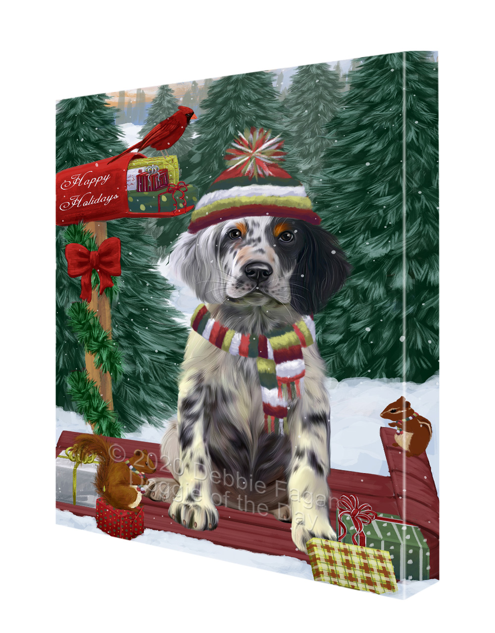 Englischer Setter Hund Leinwand 0,75" personalisiertes digitales Gemälde Weihnachten Neu mit Etikett - Bild 33 von 62