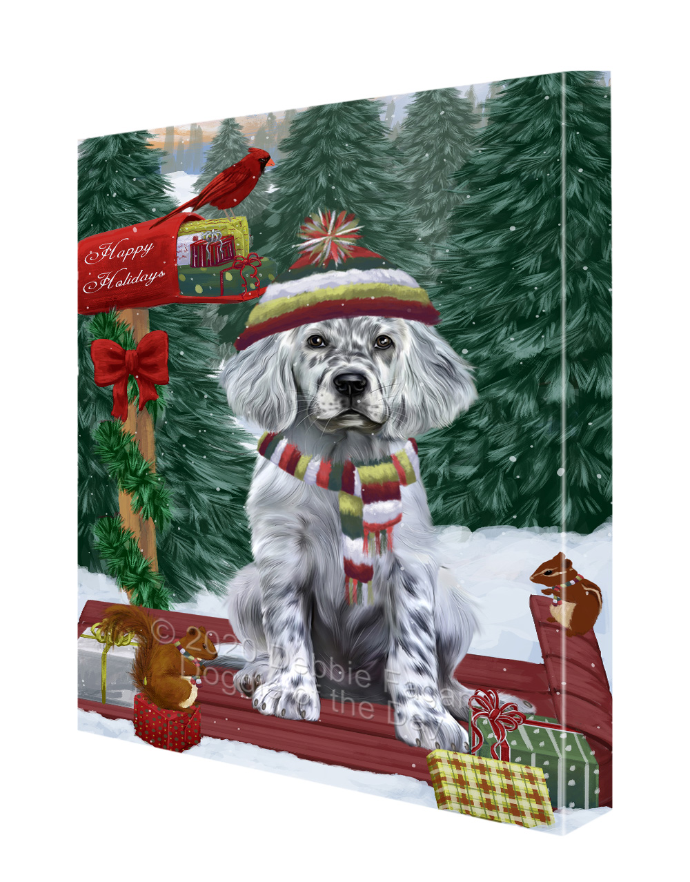 Englischer Setter Hund Leinwand 0,75" personalisiertes digitales Gemälde Weihnachten Neu mit Etikett - Bild 34 von 62