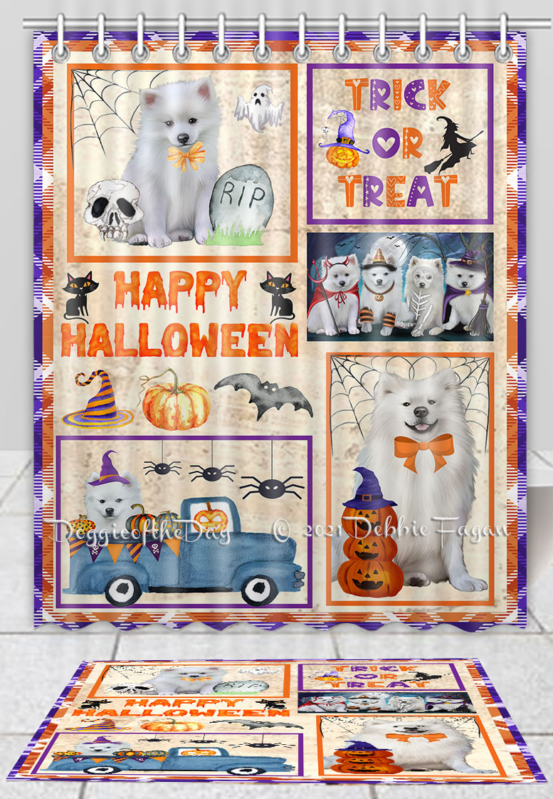 Halloween American Akita Dog Bath Mat & Shower Curtain Combo Bathtub Curtain Mat - Bild 9 von 11