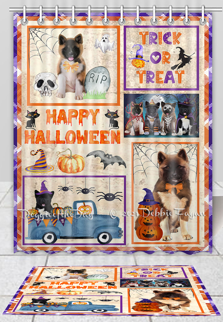Halloween American Eskimo Dog Bath Mat Shower Curtain Combo Bathtub Screens Mat - Picture 13 of 13
