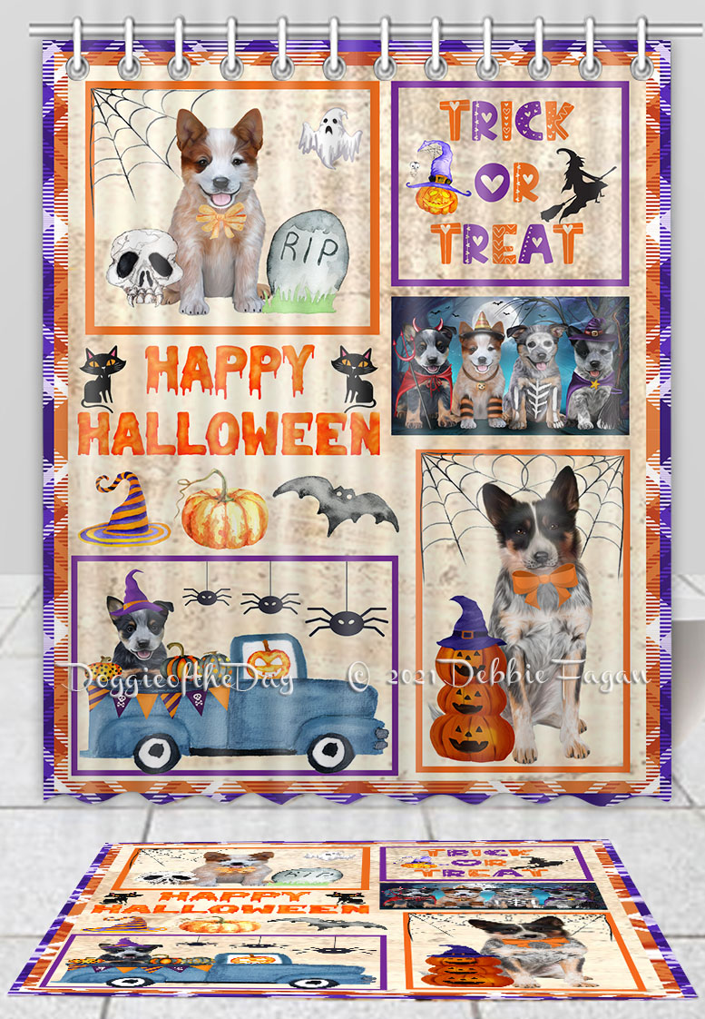 Halloween Australian Cattle Hund Badematte & Duschvorhang Combo Badewanne Bildschirme - Bild 13 von 13