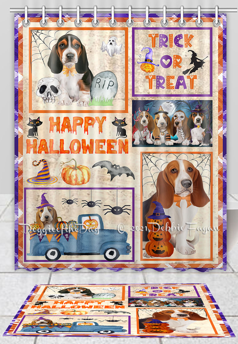 Halloween Basset Hound Hund Badematte & Duschvorhang Kombi Badewanne Bildschirme Matte - Bild 11 von 11