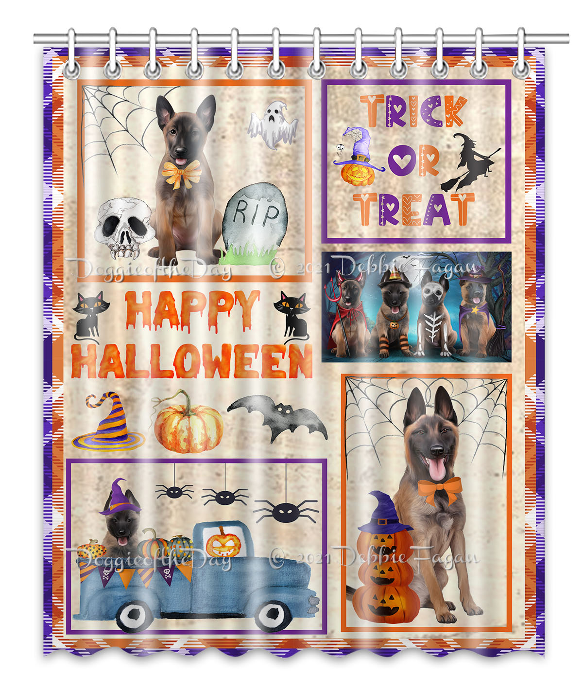 Belgian Malinois Shower Curtain Personalized Hooks Many Dog Designs NWT - Picture 11 of 11
