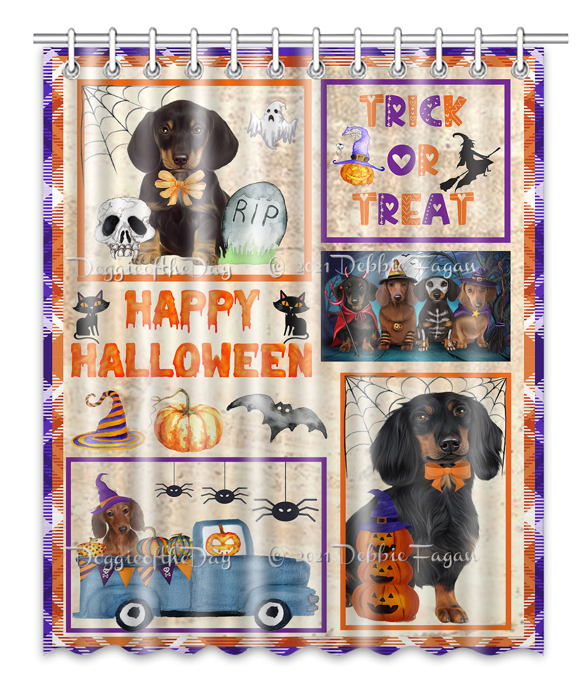 Dachshund Shower Curtain Personalized Hooks Many Dog Designs NWT - Picture 33 of 34