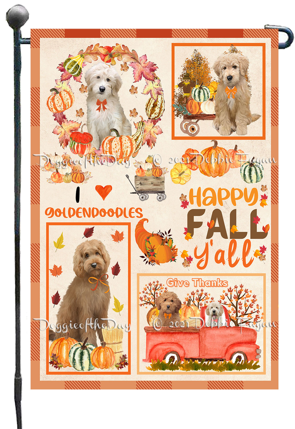 Goldendoodle Dog Garden Flag Personalized Double Sided 12.5"x18" Many Design NWT