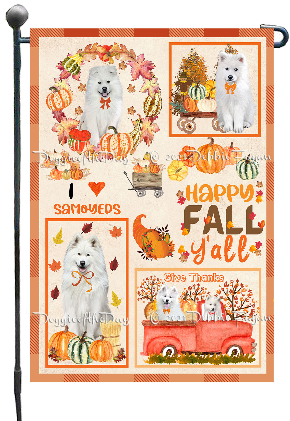 Samoyed Dog Garden Flag Personalized Double Sided 12.5"x18" Many Design NWT