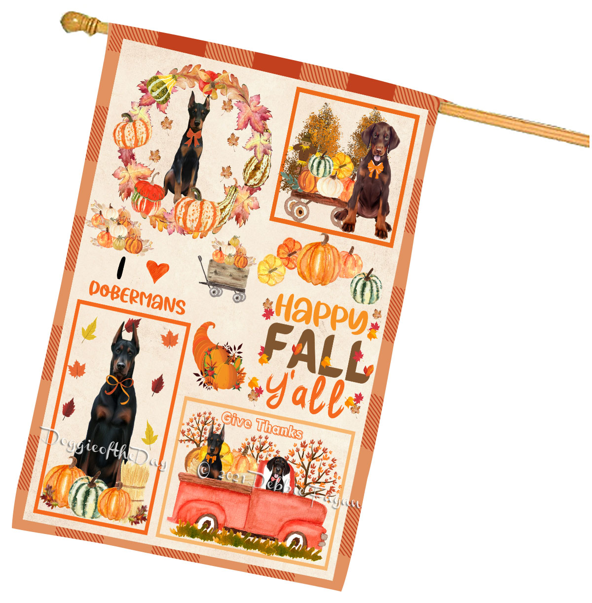 Doberman Dog House Flag Holiday Double Sided 28"x40" Many Designs NWT NEW - Picture 27 of 78