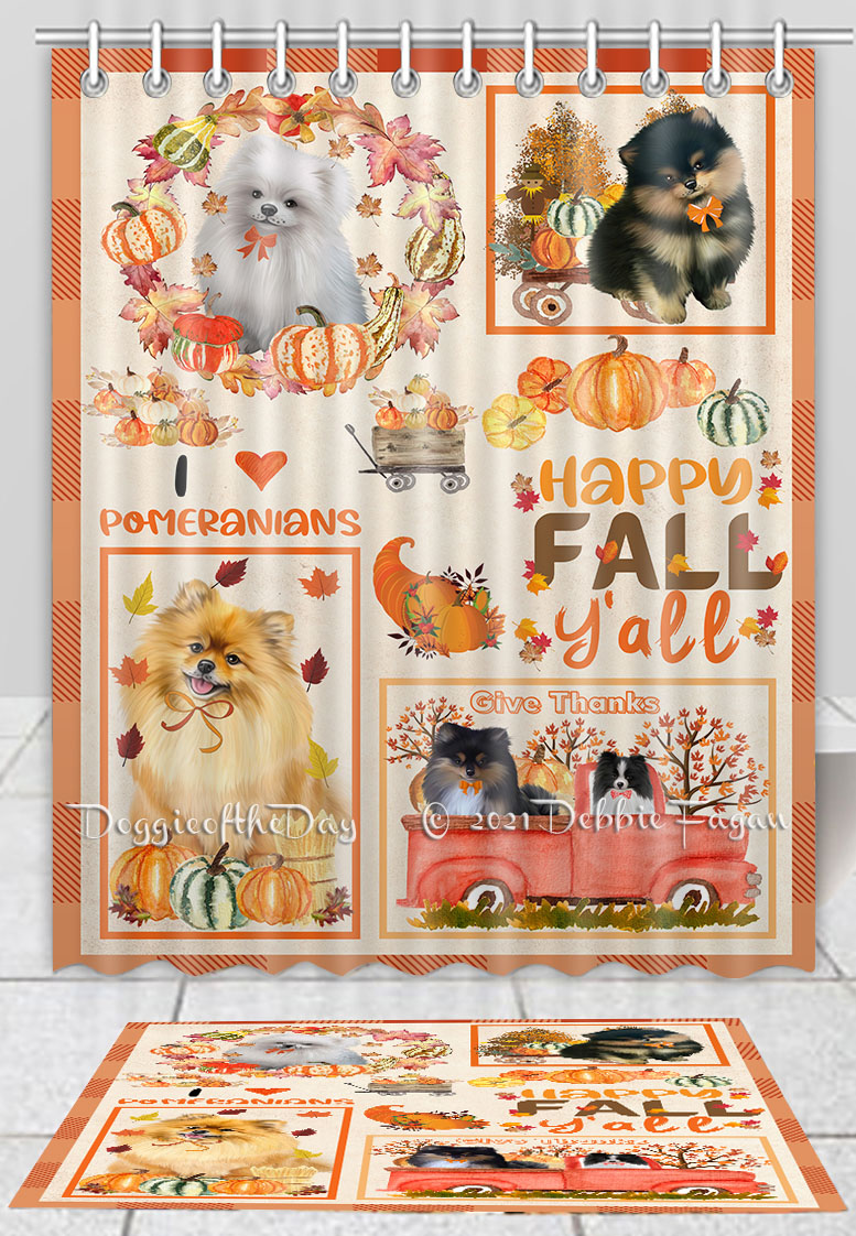 Pomeranian Dog Bath Mat & Shower Curtain Set Personalized Many Designs NWT - Picture 19 of 19