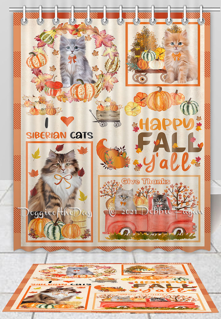 Siberian Cat Bath Mat & Shower Curtain Set Personalized Many Designs NWT - Picture 19 of 19