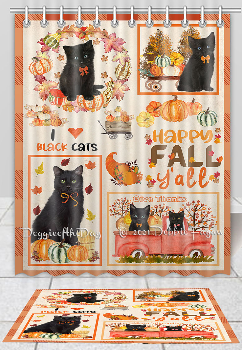 Black Cat Bath Mat & Shower Curtain Set Personalized Many Designs NWT - Picture 19 of 19