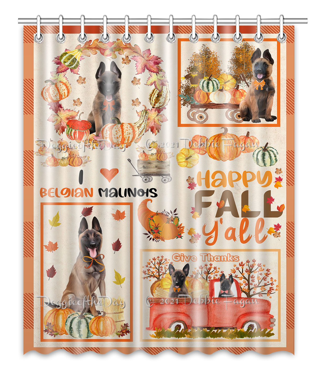 Belgian Malinois Shower Curtain Personalized Hooks Many Dog Designs NWT - Picture 10 of 11