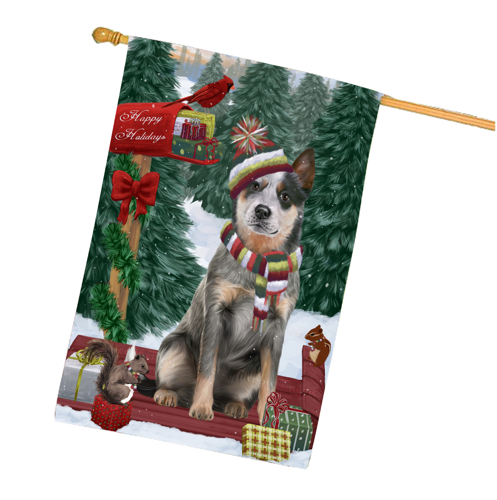 Blue Heeler Dog House Flag Christmas Double Sided 28"x40" Many Designs NWT NEW - Picture 35 of 72