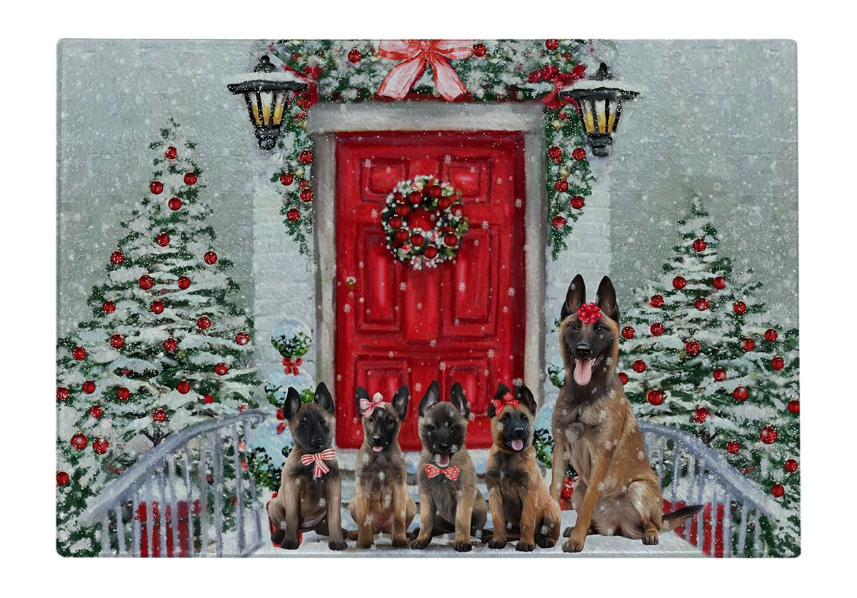 Belgian Malinois Dog Cutting Board Tempered Glass Personalized Christmas NWT