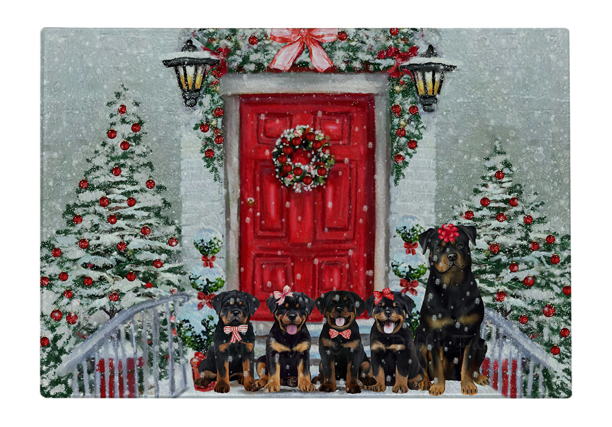 Rottweiler Dog Cutting Board Tempered Glass Personalized Custom Christmas NWT