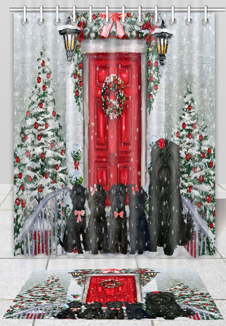 Affenpinscher Dog Bath Mat & Shower Curtain Set Christmas Personalized NWT - Picture 16 of 23