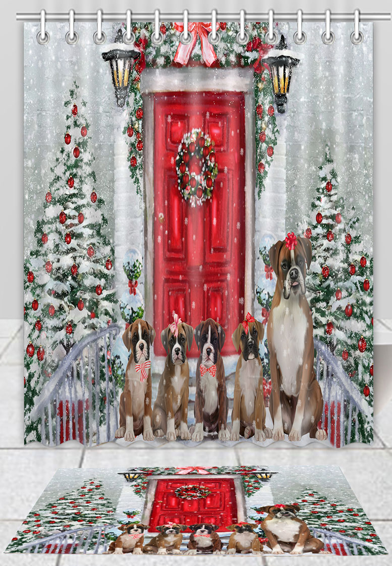 Boxer Hund Badematte & Duschvorhang Set Weihnachten personalisiert viele Designs neu mit Etikett - Bild 17 von 24