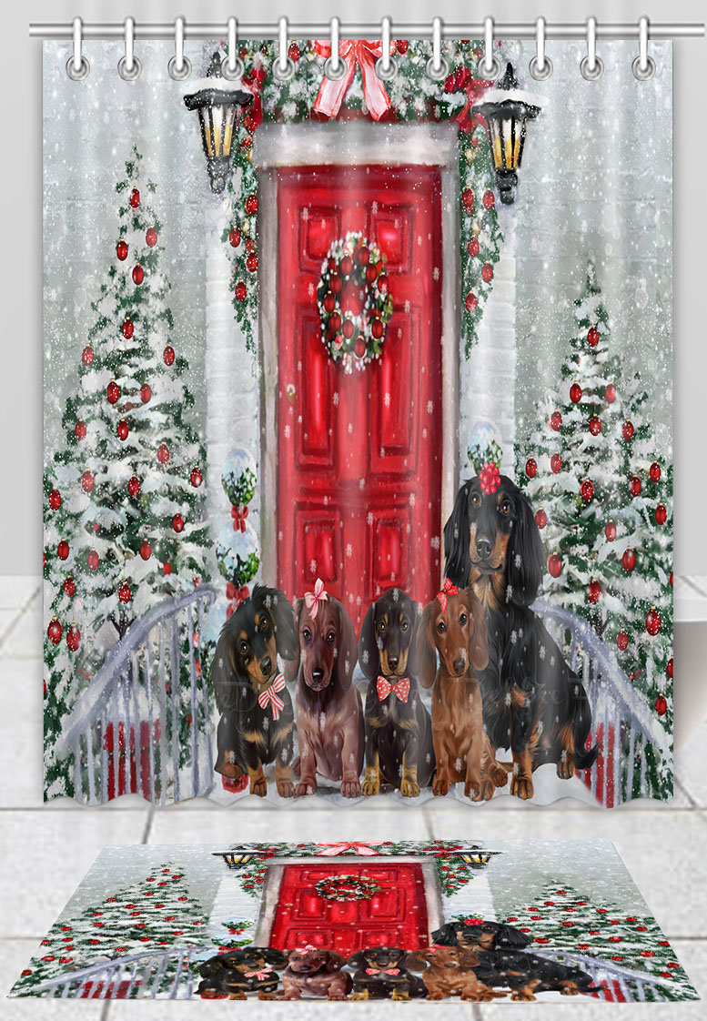 Dackel Hundebadematte & Duschvorhang Set Weihnachten personalisierte Designs Neu mit Etikett - Bild 17 von 23
