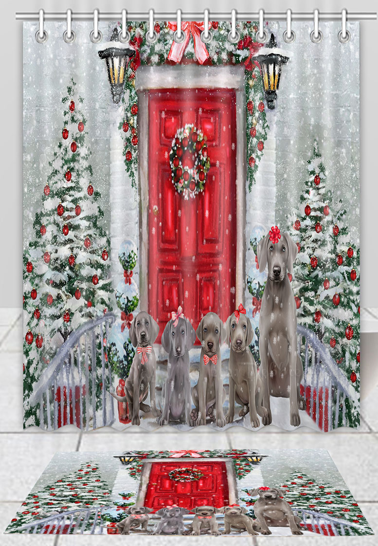 Weimaraner Set Tappetino Bagno e Tenda Doccia per Cani Natale Disegni Personalizzati Nuovo con etichette - Foto 16 di 24