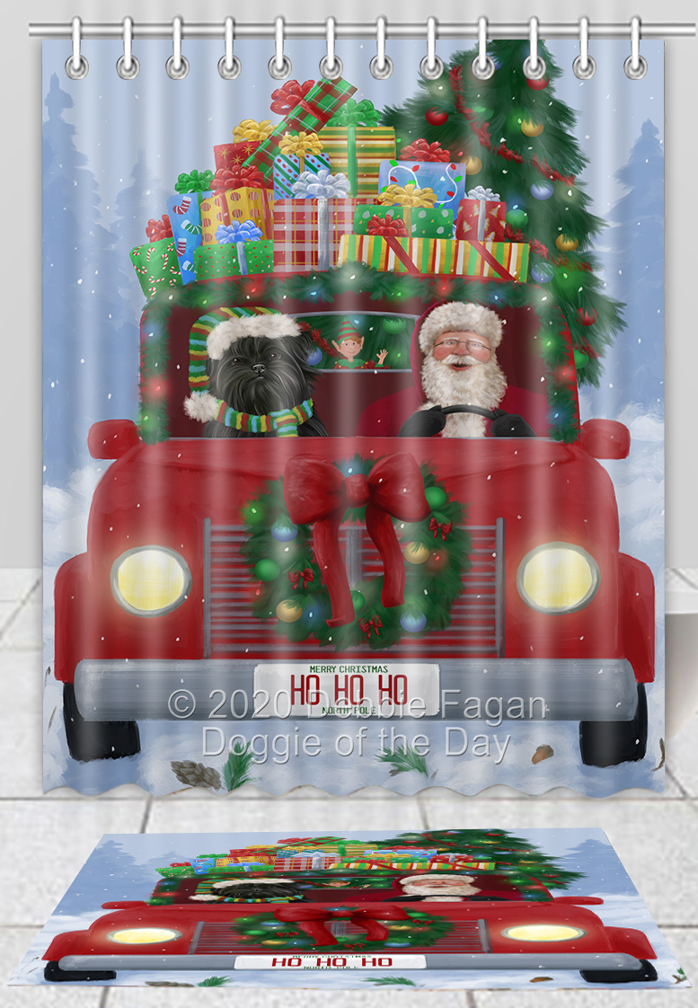 Affenpinscher Dog Bath Mat & Shower Curtain Set Christmas Personalized NWT - Picture 21 of 23