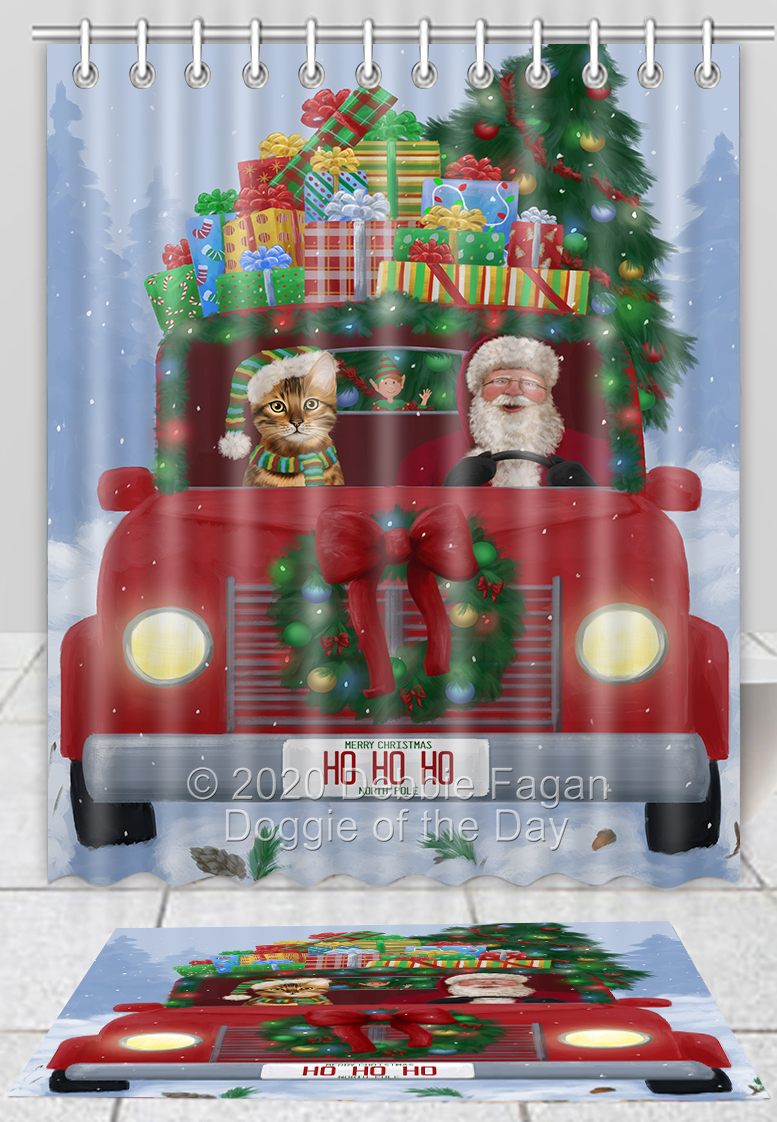 Bengalische Katze Badematte & Duschvorhang Set Weihnachten personalisiert Neu mit Etikett - Bild 21 von 23