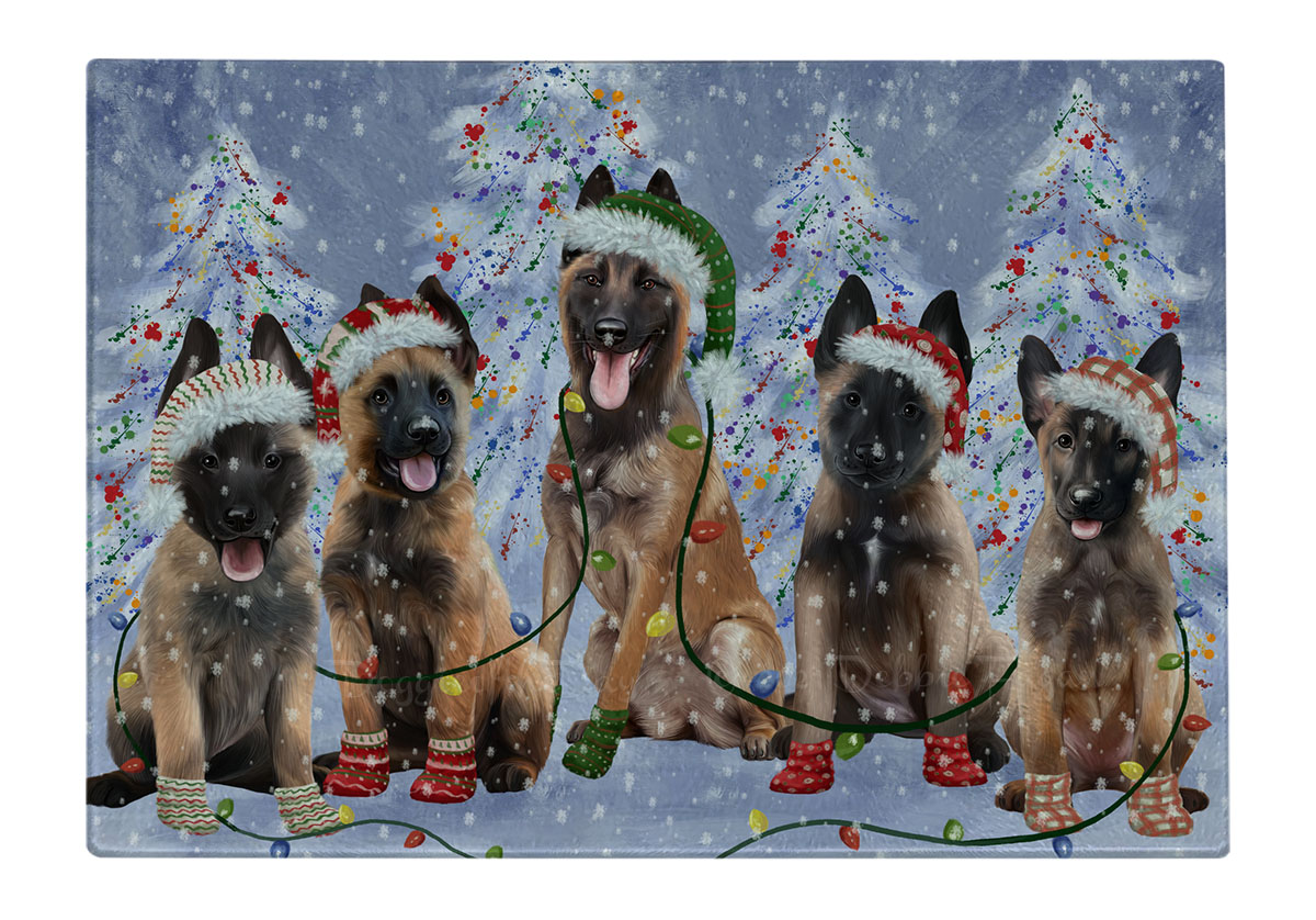 Belgian Malinois Dog Cutting Board Tempered Glass Personalized Christmas NWT