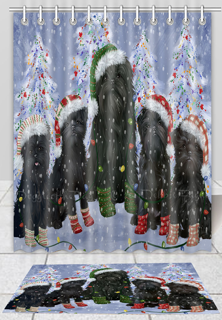 Affenpinscher Dog Bath Mat & Shower Curtain Set Christmas Personalized NWT - Picture 17 of 23