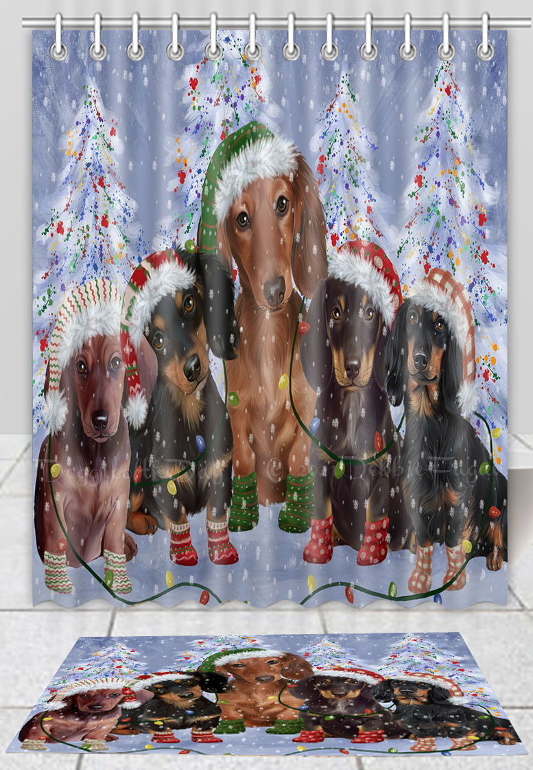Dackel Hundebadematte & Duschvorhang Set Weihnachten personalisierte Designs Neu mit Etikett - Bild 18 von 23