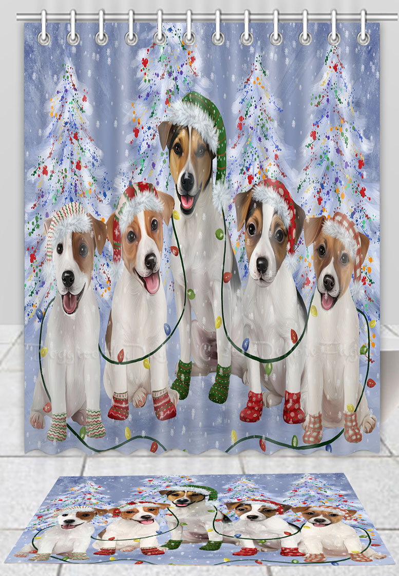 Jack Russell Dog Bath Mat & Shower Curtain Set Christmas Personalized Design NWT - Picture 17 of 22