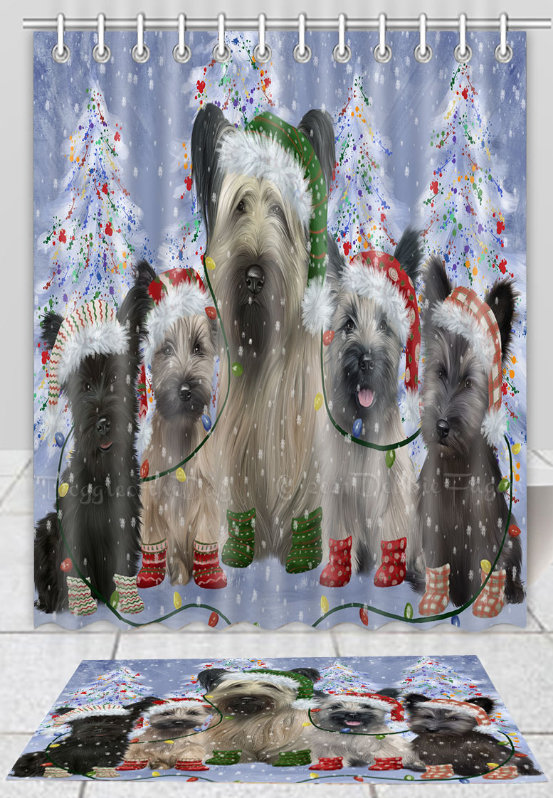 Skye Terrier Hund Badematte & Duschvorhang Set Weihnachten personalisiertes Design neu mit Etikett - Bild 15 von 20