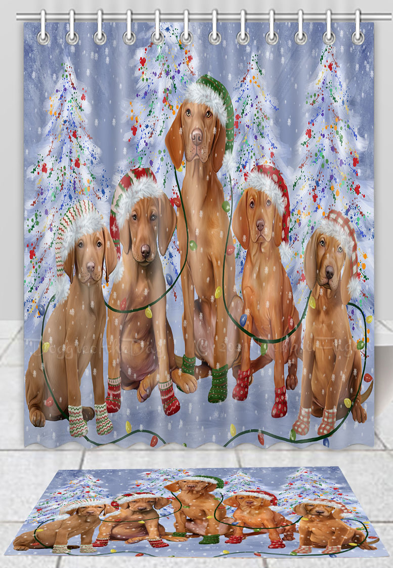 Vizsla Hundebadematte & Duschvorhang Set Weihnachten personalisiert viele Designs neu mit Etikett - Bild 17 von 24