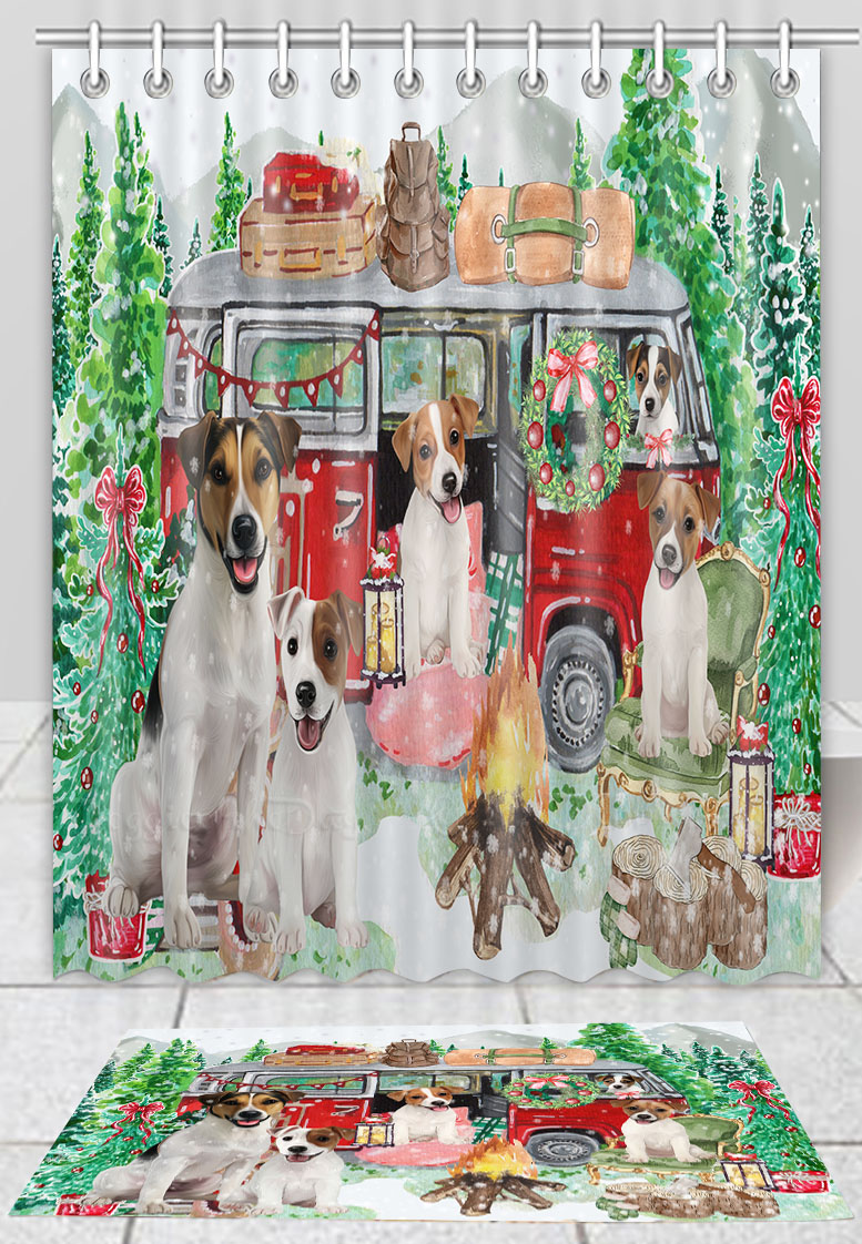 Jack Russell Dog Bath Mat & Shower Curtain Set Christmas Personalized Design NWT - Picture 18 of 22