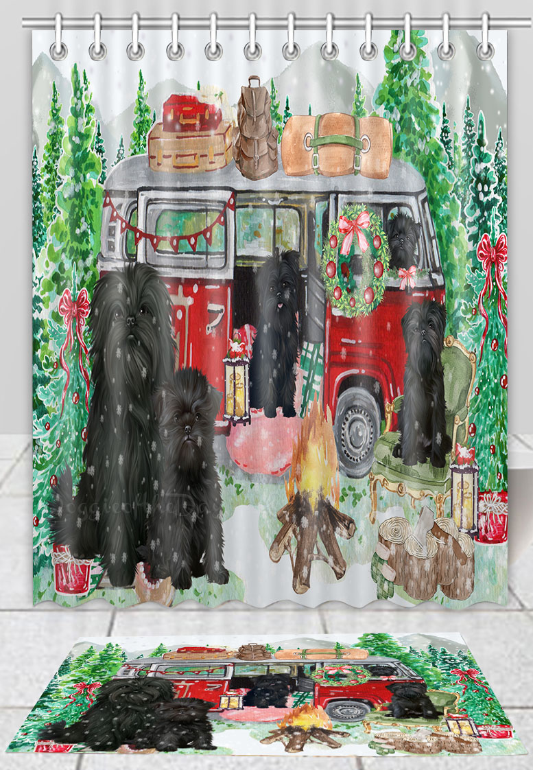 Affenpinscher Dog Bath Mat & Shower Curtain Set Christmas Personalized NWT - Picture 18 of 23