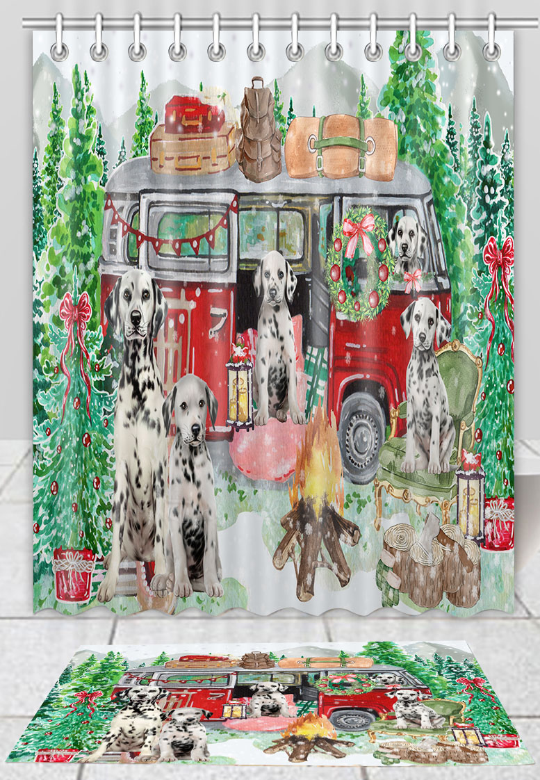 Dalmatian Dog Bath Mat & Shower Curtain Set Christmas Personalized Designs NWT - Picture 19 of 24